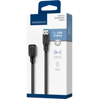 Insignia™ - 6' USB 3.0 A-Male to A-Female Extension Cable - Black