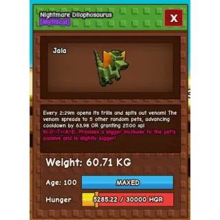 NIGHTMARE DILOPHOSAURUS 60KG+