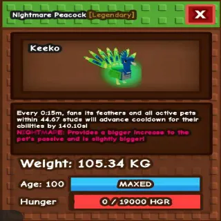 NIGHTMARE COLLOSAL PEACOCK