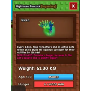 NIGHTMARE PEACOCK 60KG+