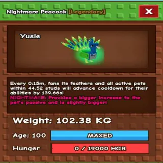 NIGHTMARE COLOSSAL PEACOCK