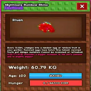 HUGE RAINBOW HATCH RHINO