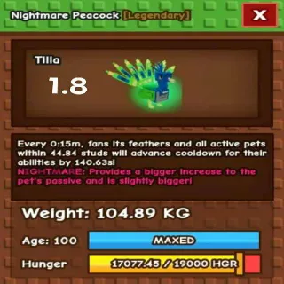 NIGHTMARE COLOSSAL PEACOCK