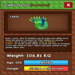 JUMBO COLOSSAL TITANIC PEACOCK