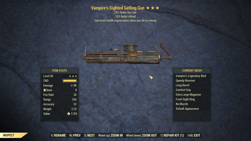 Vampire's Gatling Gun (25% faster fire rate, 15% faster reload) - Game ...