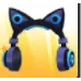 Blue cat ear headphones