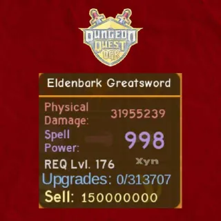 Dungeon Quest Reborn | Eldenbark Greatsword