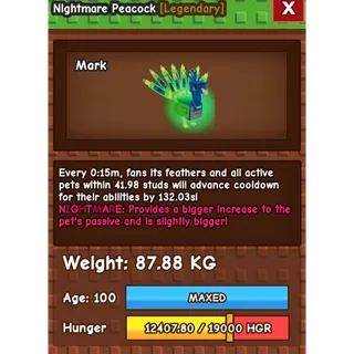 [MARK] 87.88 KG NIGHTMARE Peacock