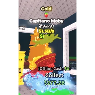 Gold Capitano Moby EXTREMELY RARE Strawberry Trait 1.3B/S - Steal a Brainrot