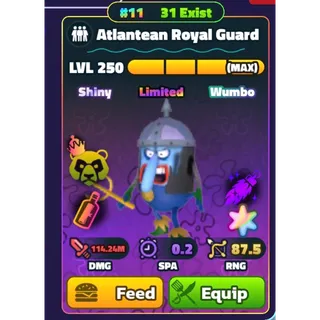 RAINBOW RARE DOUBLE DIGITS SS SW Atlantean Royal Guard RABBIT FOOT [NEW TRAIT] - Spongebob Tower Defense