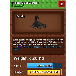 62 KG Rainbow Giant Scorpion - Grow A Garden