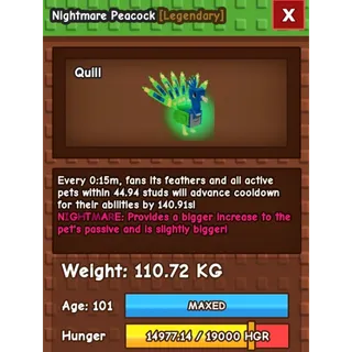 [QUILL] 110.72 KG Colossal Nightmare Peacock