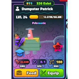 [CU] Rare Dual Digit Rainbow Dumpster Patrick - Spongebob Tower Defense