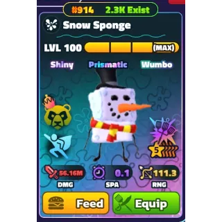 Gold SW Snow Sponge 5 Star SIDE KICK HDS [MAX LEVEL] - Spongebob Tower Defense