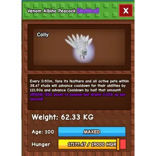 62KG ALBINO PEACOCK VENOM CHEAPEST