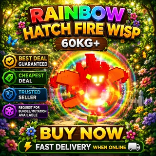 60KH+ HUGE RBH FIRE WISP GROW A GARDEN