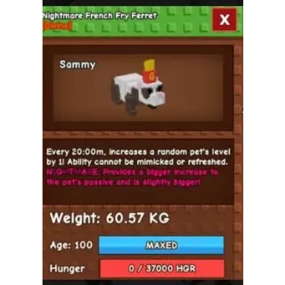 HUGE NIGHTMARE FRENCH FRY FERRET 60kg+ 