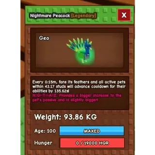 93kg+ NIGHTMARE PEACOCK 15SEC CD 