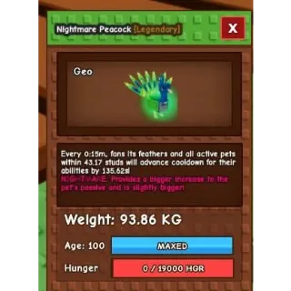 93kg+ NIGHTMARE PEACOCK 15SEC CD 