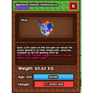 HUGE NIGHTMARE RAINBOW HATCHED DILOPHOSAURUS 60kg+