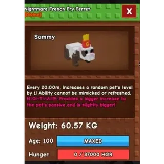 HUGE NIGHTMARE FRENCH FRY FERRET 60kg+ 