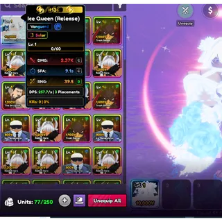 Anime Vanguards (AV) VNG Account - Level 51 + #1360 Serialized Rukia + 34k Gem + 2m Gold + 145 Trait Rerolls