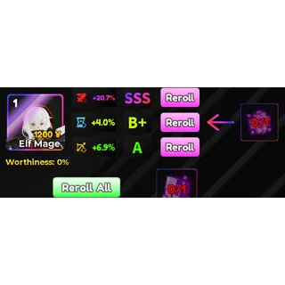 SSS DAMAGE 20.7% (DMG) STATS TRANFER - Anime Adventures (AA)