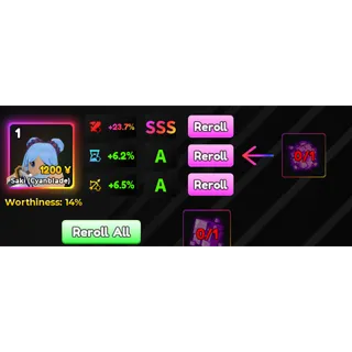 SSS DAMAGE 23.7% (DMG) STATS TRANFER - Anime Adventures (AA)