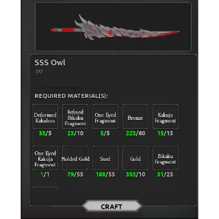 SSS Owl Materials | SSS Owl Mats - GHOUL RE