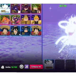 Anime Vanguards (AV) Global Account - Level 153 + Rukia + 42m Winter Present (Presents) + 2m Gold + 90Trait Rerolls