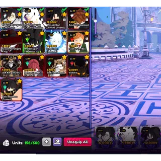 Anime Vanguards (AV) VNG Account - 13 Monarchs Sukuna x Gojo, Gear 5, Madara, Ainz, Escanor, Ichigo, Alucard, Kurumi, Sukuna