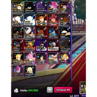 Anime Vanguards (AV) VNG Account - 27 Monarchs (Shiny Shadow, Kokushibo, Divalo, God, Sukuna x gojo, Luffy, Esdead, Madara)