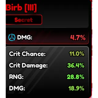 Birb Familiars (III) Corrupted 95.1% - Anime Vanguard (AV)