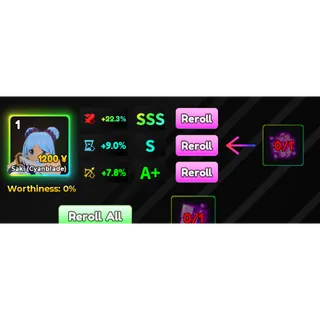 SSS DAMAGE 22.3% (DMG) STATS TRANFER - Anime Adventures (AA)
