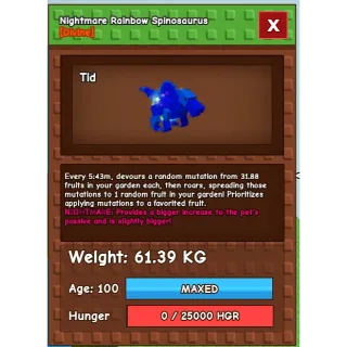 NIGHTMARE RAINBOW HATCHED SPINOSAURUS 60kg plus!