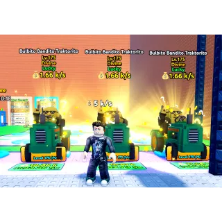 3x Lucky Bulbito Bandito Traktorito 1.66k/s ( LVL 175 ) - Escape Tsunami For Brainrots!