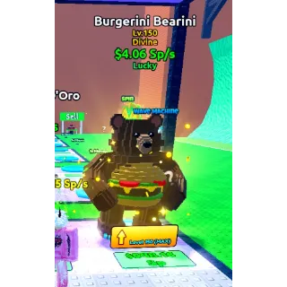 5x LUCKY BURGERINI BEARINI 4.06 SP/S ( MAX LVL ) - Escape Tsunami For Brainrots!