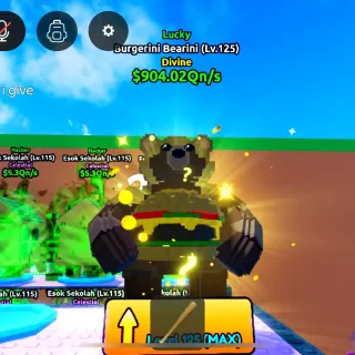 5x LUCKY BURGERINI BEARINI ( MAX LVL ) - Escape Tsunami For Brainrots!