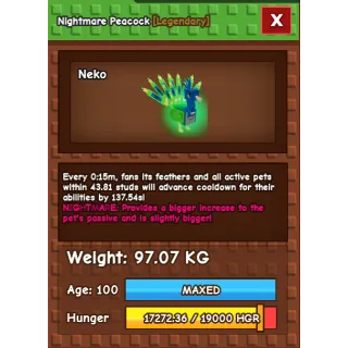 NIGHTMARE PEACOCK 15s CD /  97kg !