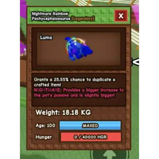 NIGHTMARE RAINBOW HATCHED pachycephalosaurus