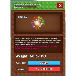 Nightmare Rainbow Hatched Hotdog Daschund 60.67kg !!