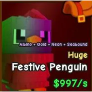 HUGE NEON Festive Penguin - Catch And Tame