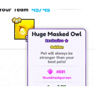 Huge Masked Owl (Golden) ps99
