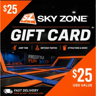 $25 Sky Zone Gift Card | Fast Delivery