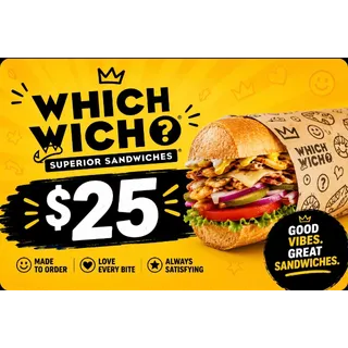 $25 Which Wich Superior Sandwiches Gift Card – Instant Delivery