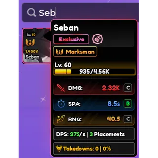 Anime Vanguards | Seban (Seven) from Scissor Seven