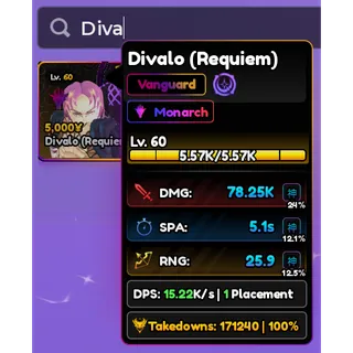 Divalo (Diavolo) Anime Vanguards Unit OG