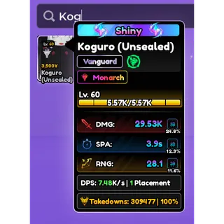 SHINY Koguro / Kaguya FULL GODLY | Anime Vanguards