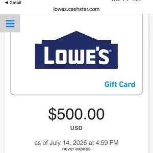 $500 Lowes 