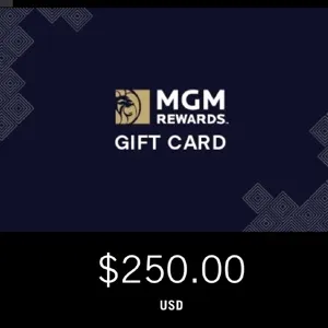 $250.00 MGM rewards 
